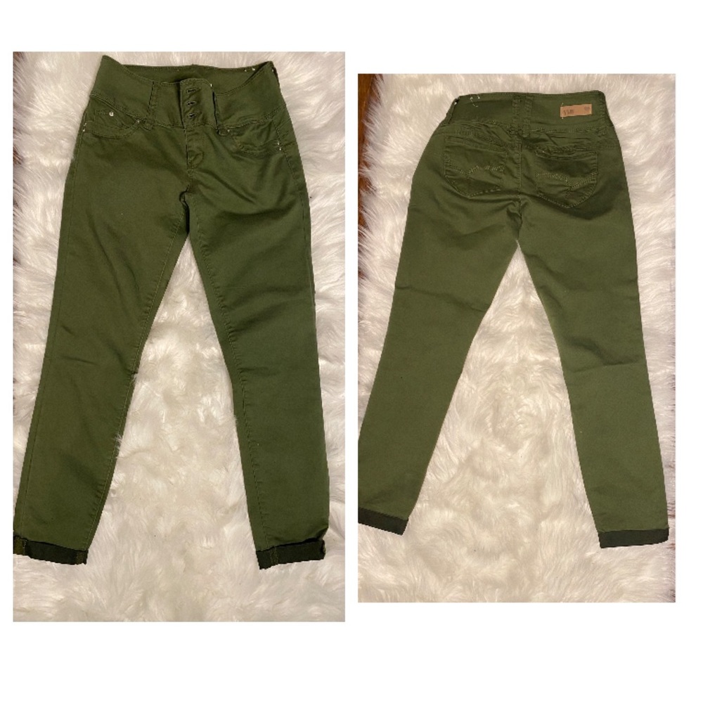 Olive Green High Waisted Ankle Pants
